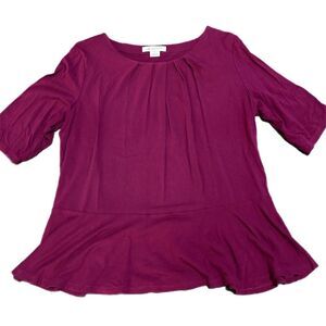 Liz Claiborne 3/4 Sleeve Shirt-Maroon Size Large